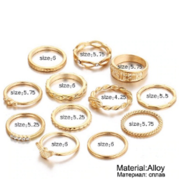 Bohemian Gold Stackable 12 Ring Set - Picture 6 of 8